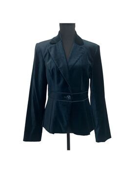 Rafaella blue velvet blazer tailored structured cinched Sz 8